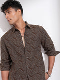 Highlander Men Rust Self Design Relaxed Fit Casual Shirt - Rust - Image 1