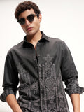 Highlander Men Charcoal Printed Relaxed Fit Casual Shirt - Charcoal - Image 1