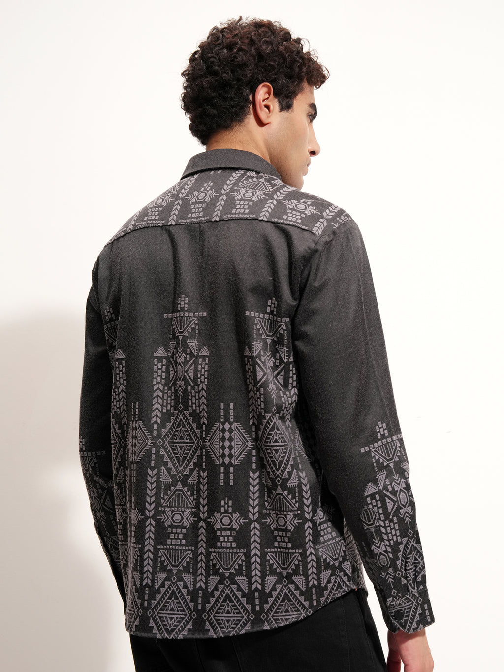 Highlander Men Charcoal Printed Relaxed Fit Casual Shirt - Charcoal - Image 3