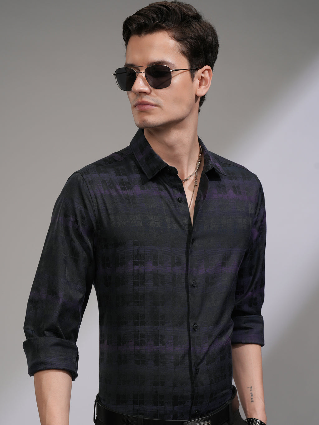 Highlander Men Black Printed Slim Fit Casual Shirt - Black - Image 1