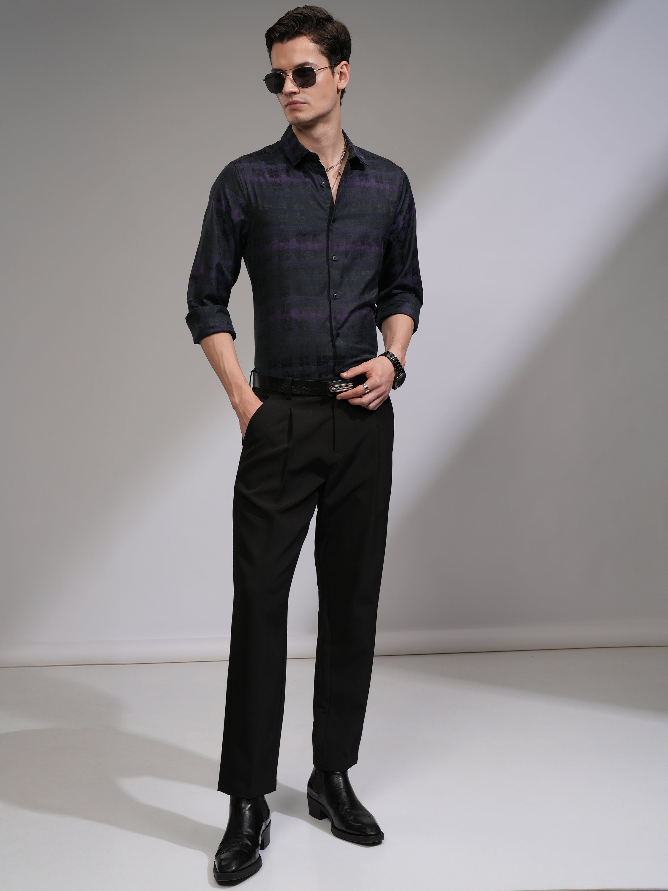 Highlander Men Black Printed Slim Fit Casual Shirt - Black - Image 2