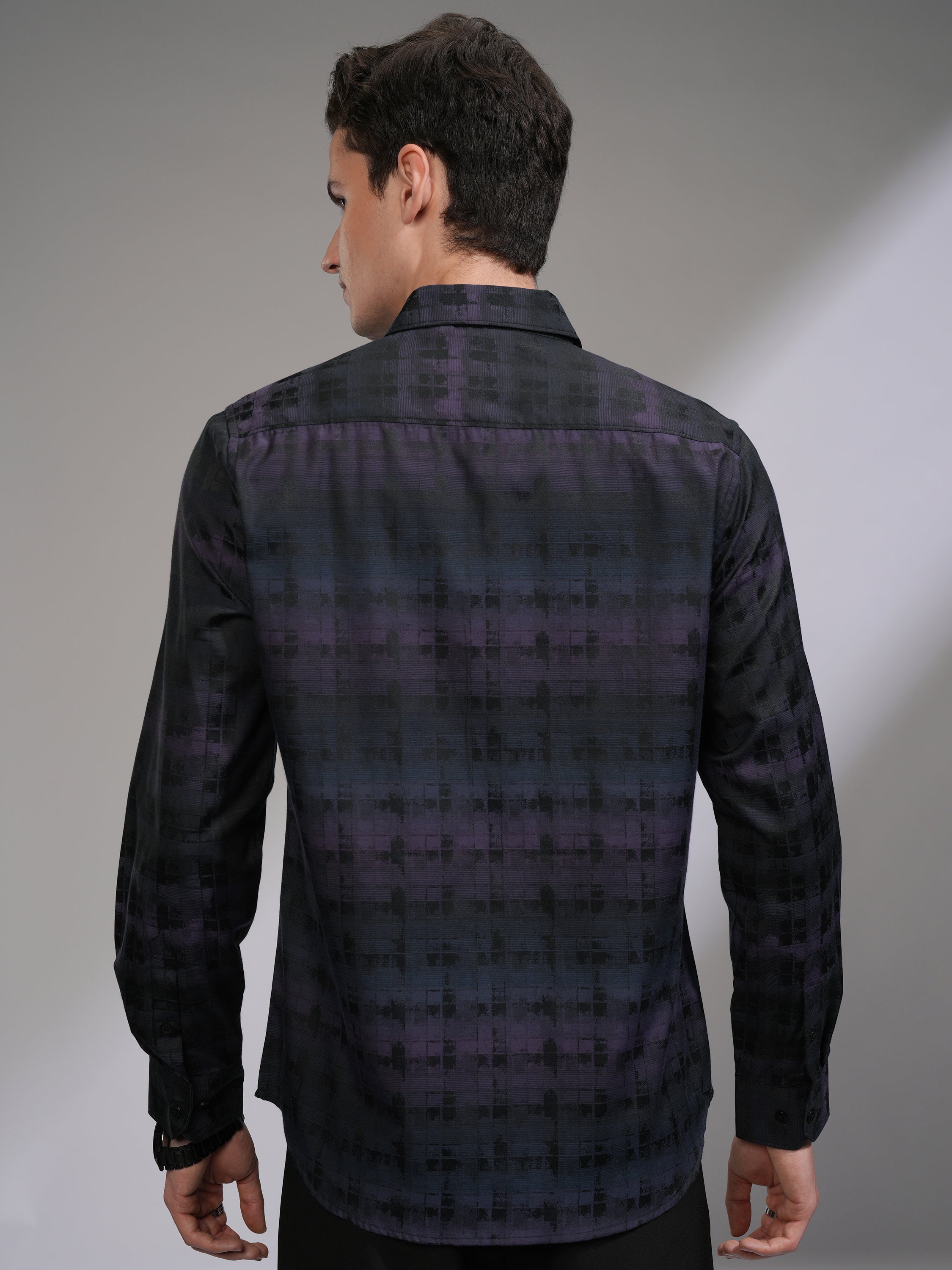 Highlander Men Black Printed Slim Fit Casual Shirt - Black - Image 3