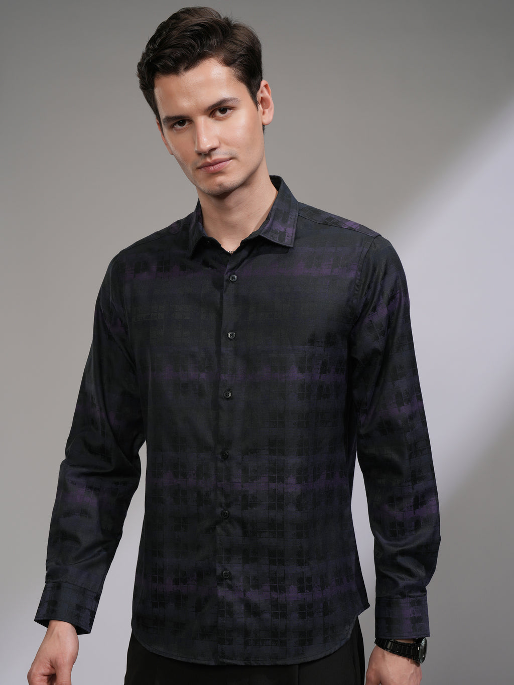 Highlander Men Black Printed Slim Fit Casual Shirt - Black - Image 4