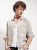 Highlander Men Beige Self Design Relaxed Fit Casual Shirt - Beige - Image 1