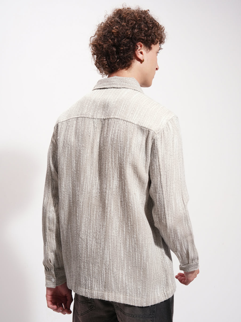 Highlander Men Beige Self Design Relaxed Fit Casual Shirt - Beige - Image 3