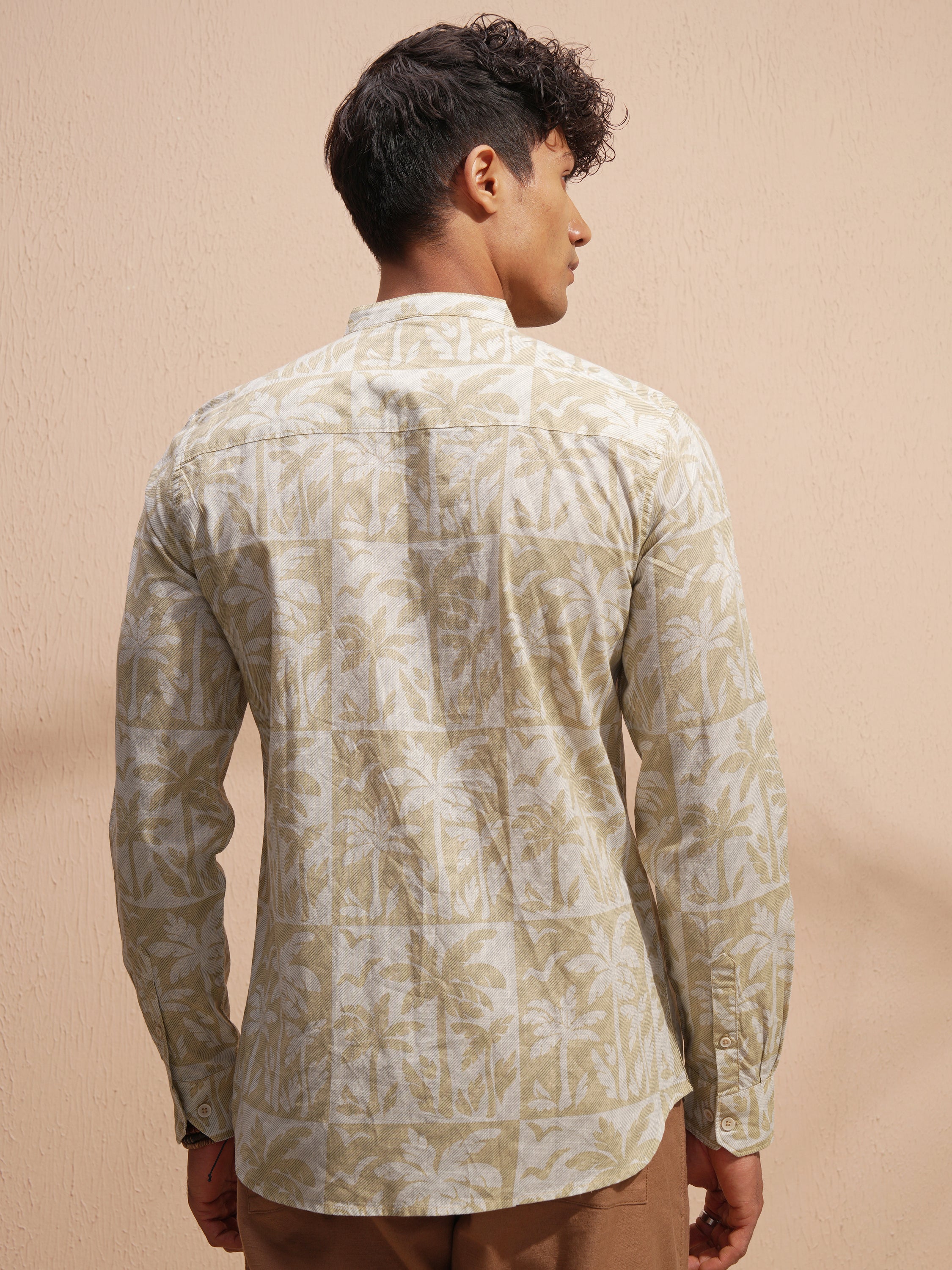 Highlander Men Off White Printed Slim Fit Casual Shirt - Off White - Image 3