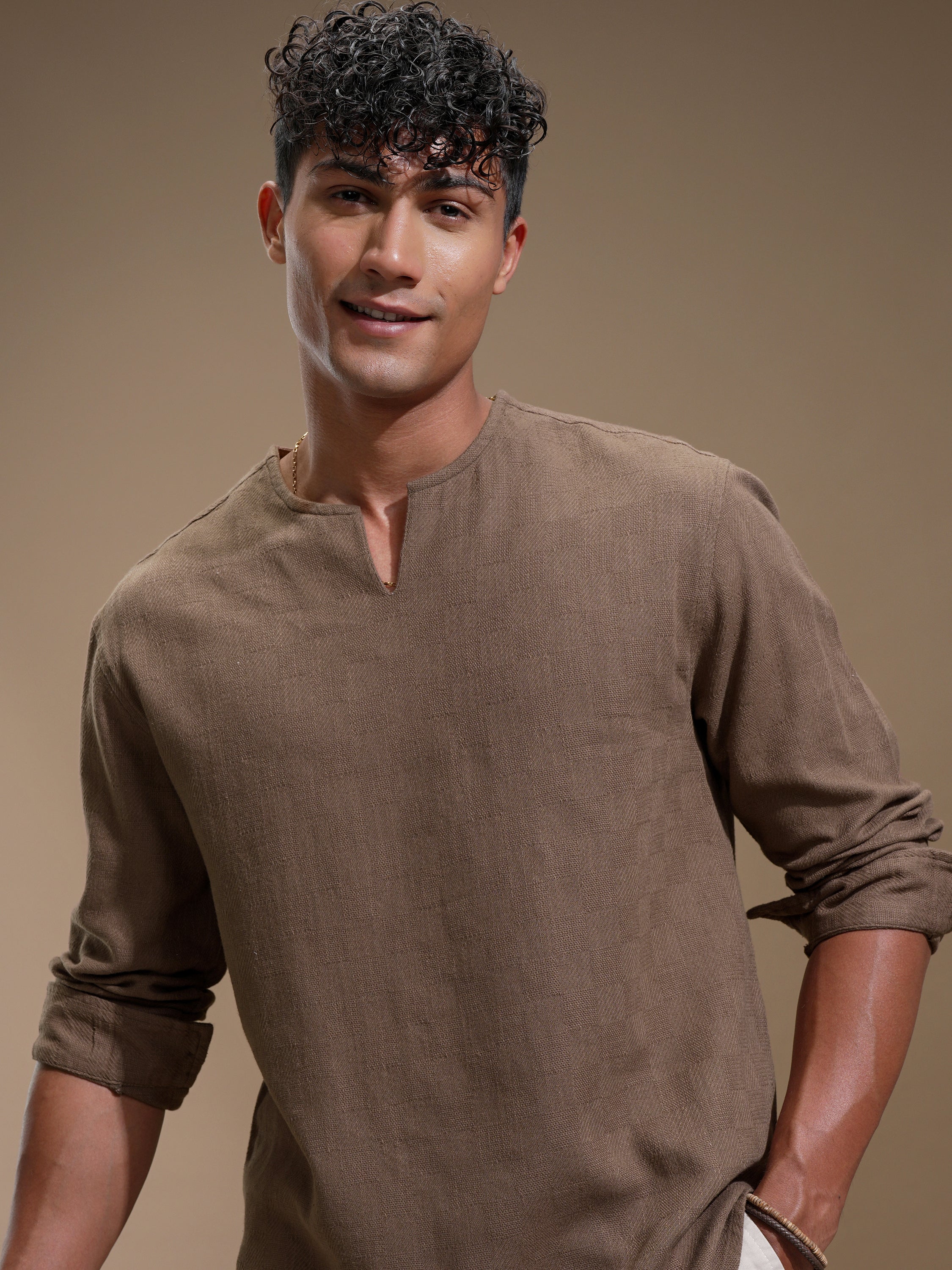 Highlander Men Brown Checked Relaxed Fit Casual Shirt - Brown - Image 1