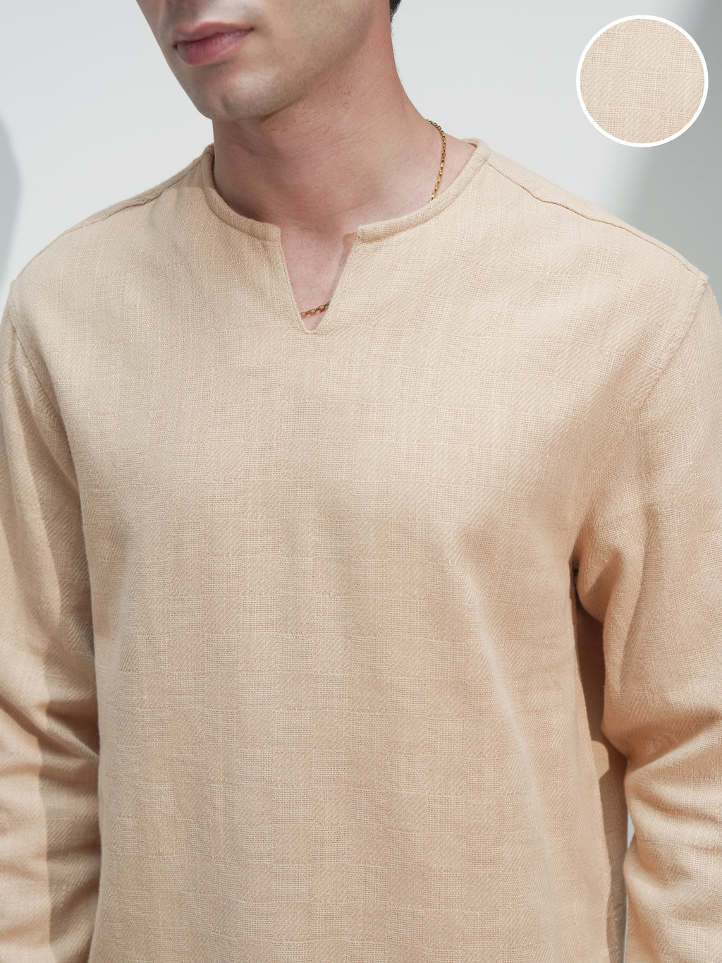 Highlander Men Beige Textured Relaxed Fit Casual Shirt - Beige - Image 5