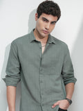 Highlander Men Olive Self Design Relaxed Fit Casual Shirt - Olive - Image 1