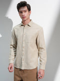 Highlander Men Beige Self Design Relaxed Fit Casual Shirt - Beige - Image 1