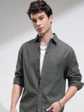 Highlander Men Olive Textured Relaxed Fit Casual Shirt - Olive - Image 1