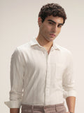 Highlander Men White Self Design Slim Fit Casual Shirt - White - Image 1