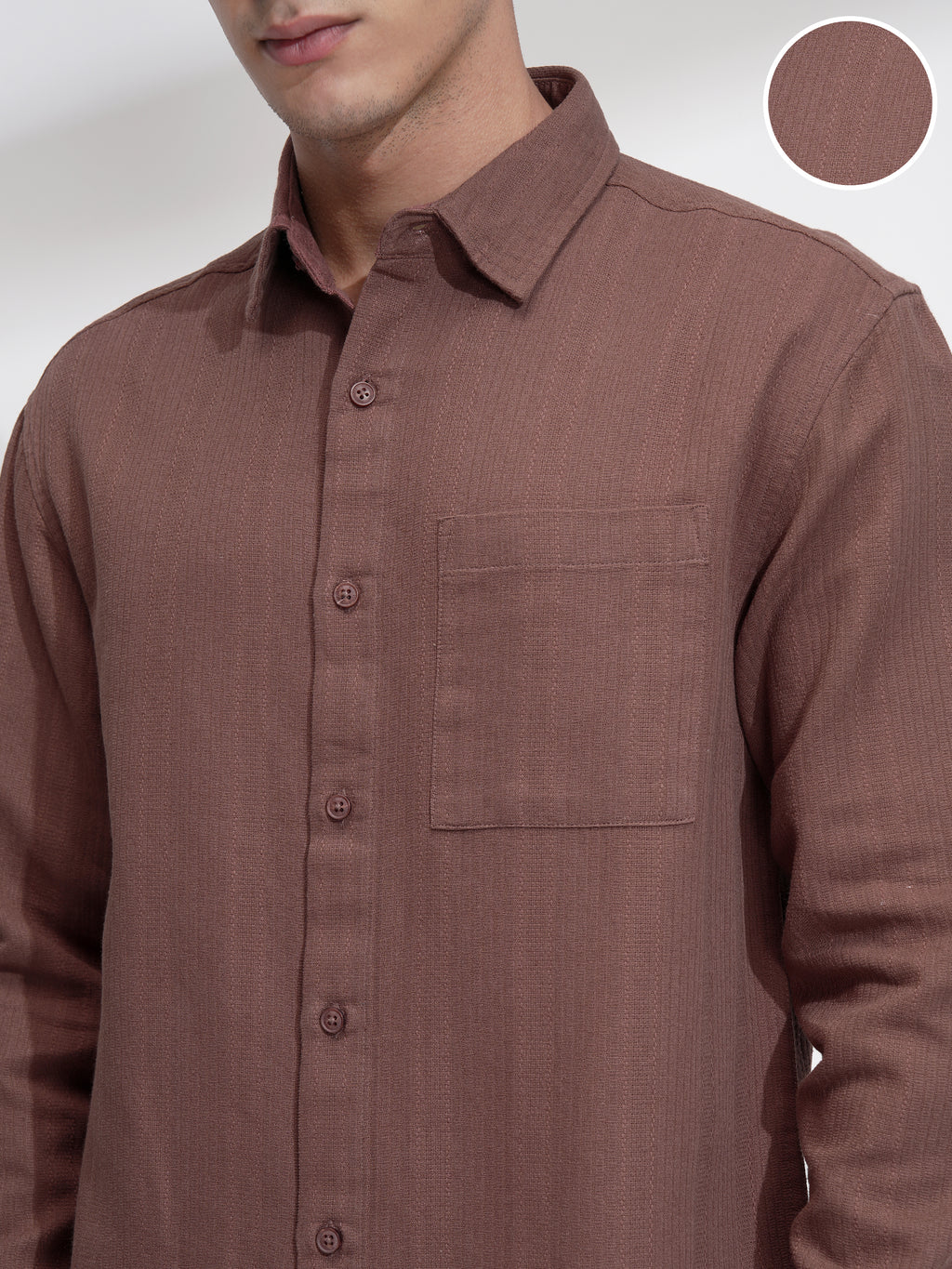 Highlander Men Brown Striped Relaxed Fit Casual Shirt - Brown - Image 5