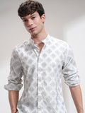 Highlander Men White Printed Slim Fit Casual Shirt - White - Image 1