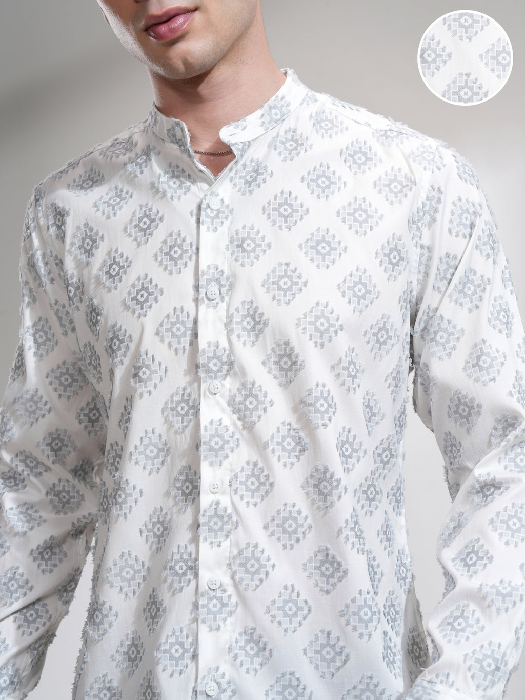 Highlander Men White Printed Slim Fit Casual Shirt - White - Image 5