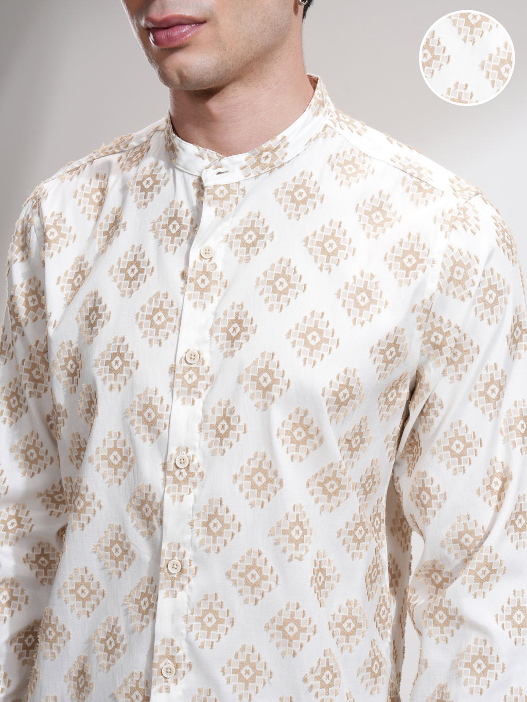 Highlander Men White Printed Slim Fit Casual Shirt - White - Image 5
