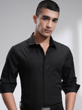 Highlander Men Black Textured Slim Fit Casual Shirt - Black - Image 1