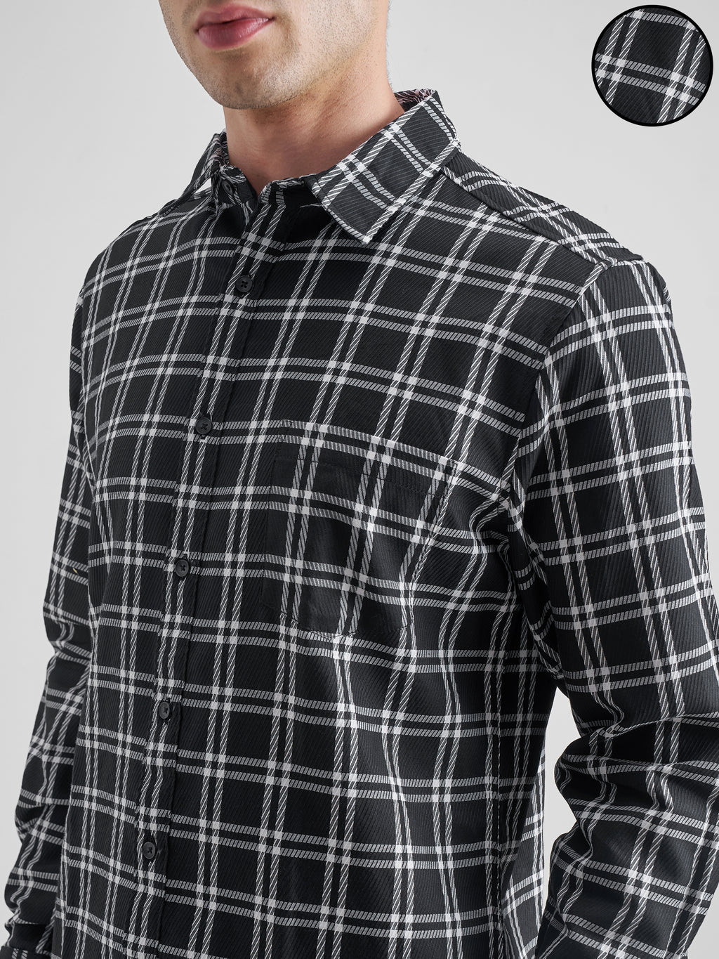 Highlander Men Black Checked Slim Fit Casual Shirt - Black - Image 5