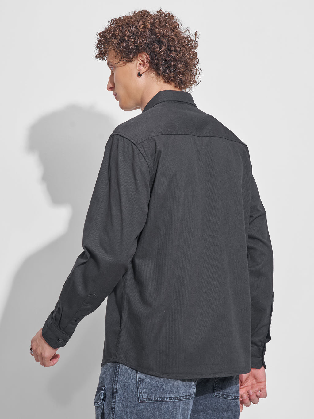 Highlander Men Black Self Design Relaxed Fit Casual Shirt - Black - Image 3