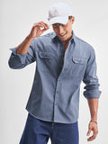 Highlander Men Blue Solid Relaxed Fit Casual Shirt - Blue - Image 1