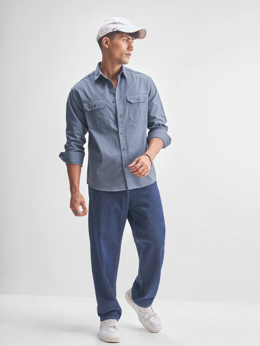 Highlander Men Blue Solid Relaxed Fit Casual Shirt - Blue - Image 2