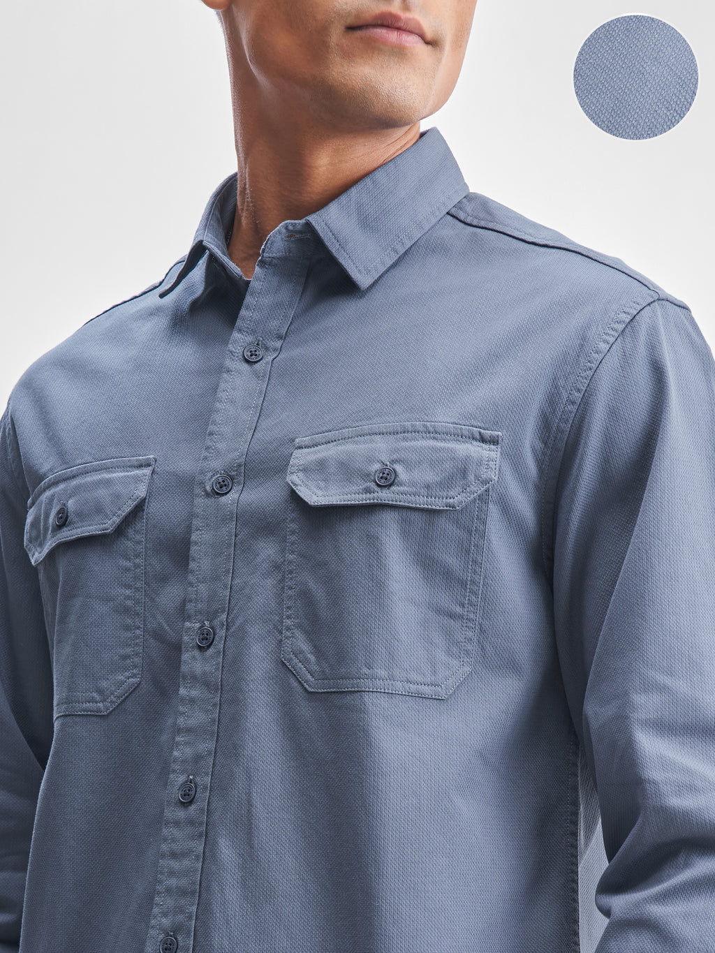 Highlander Men Blue Solid Relaxed Fit Casual Shirt - Blue - Image 5