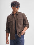 Highlander Men Brown Solid Relaxed Fit Casual Shirt - Brown - Image 1