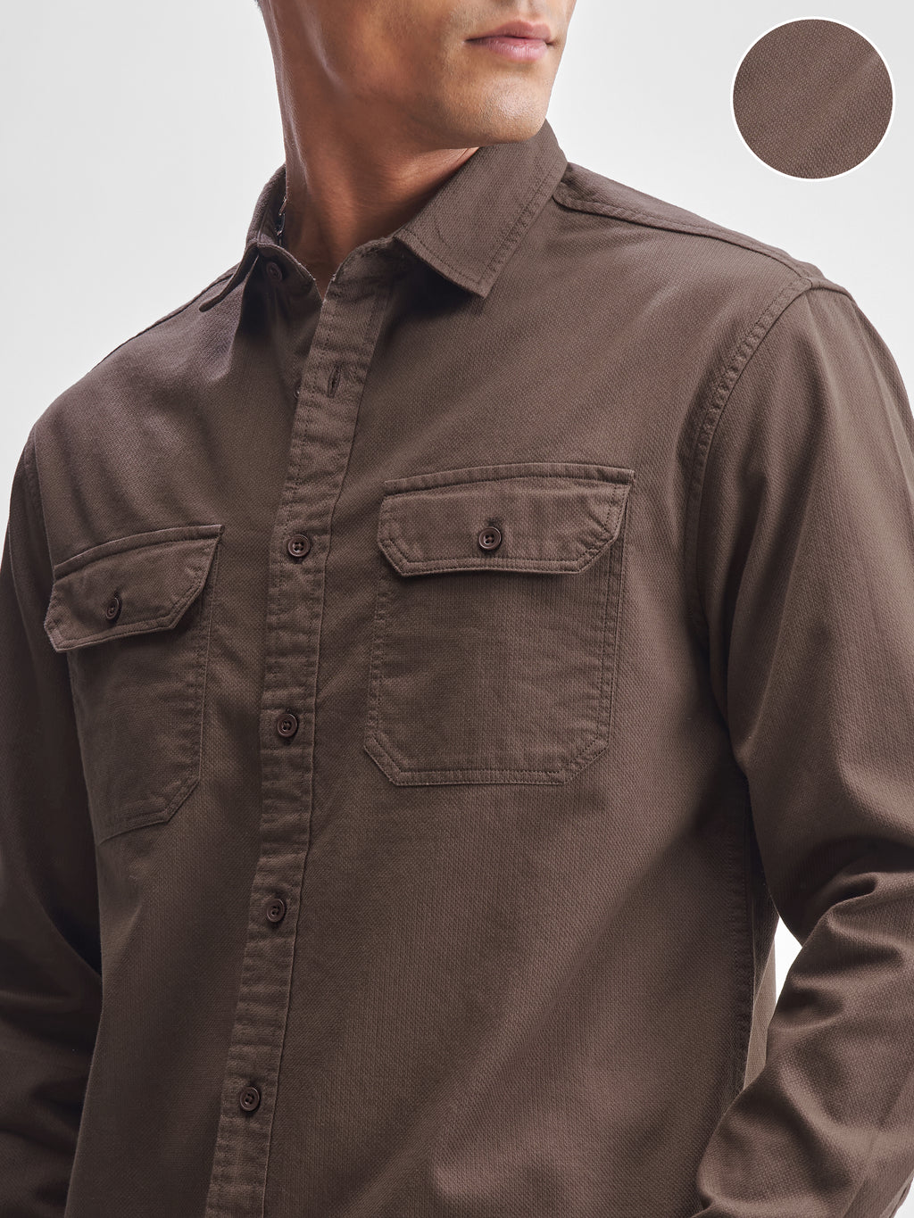 Highlander Men Brown Solid Relaxed Fit Casual Shirt - Brown - Image 5