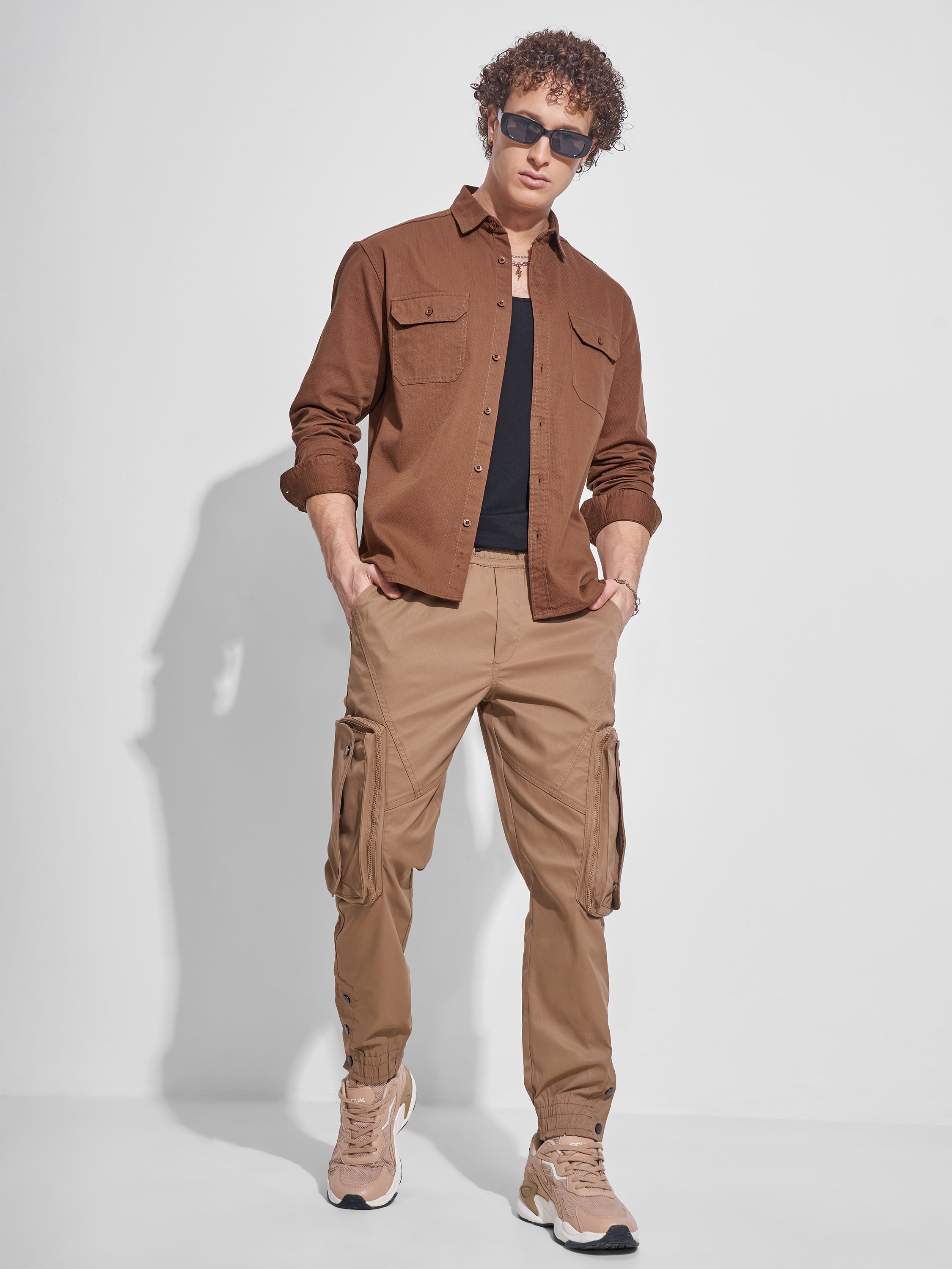 Highlander Men Rust Self Design Relaxed Fit Casual Shirt - Rust - Image 2