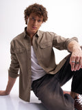 Highlander Men Tan Self Design Relaxed Fit Casual Shirt - Tan - Image 1