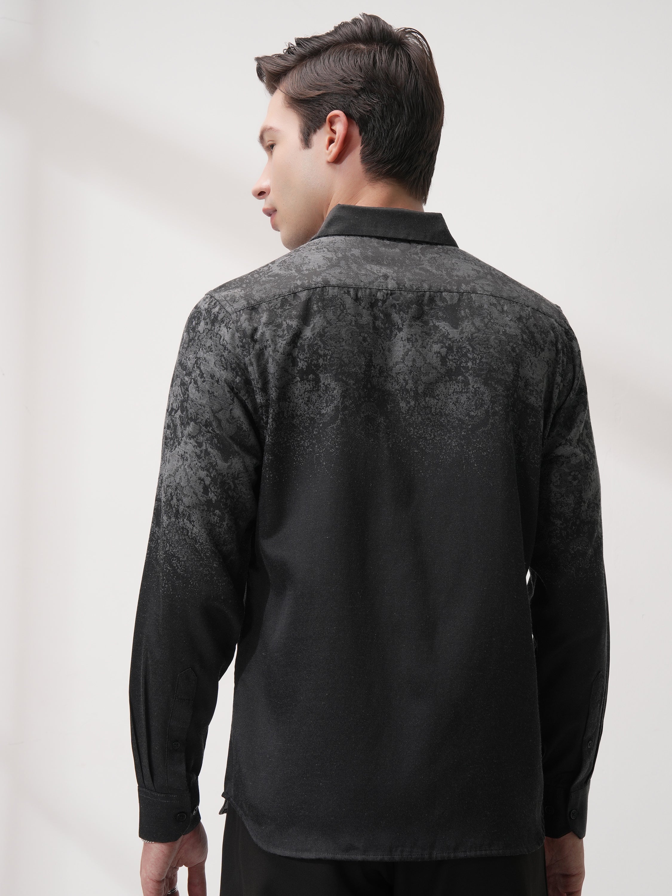 Highlander Men Charcoal Printed Slim Fit Casual Shirt - Charcoal - Image 3