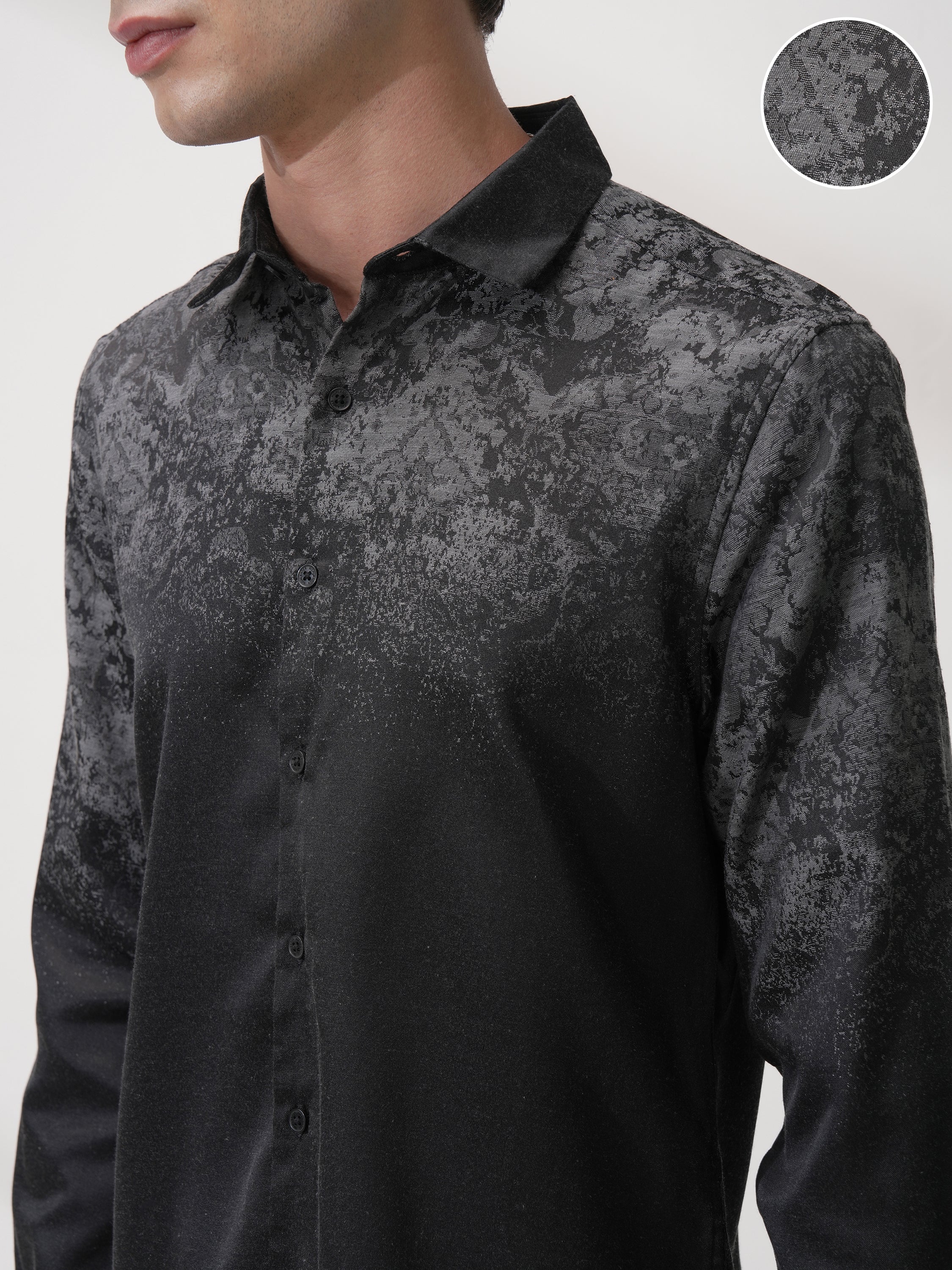 Highlander Men Charcoal Printed Slim Fit Casual Shirt - Charcoal - Image 5