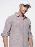Highlander Men Pink Checked Slim Fit Casual Shirt - Pink - Image 1