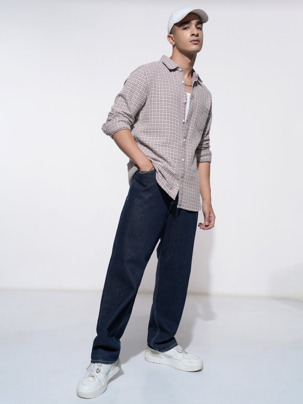 Highlander Men Pink Checked Slim Fit Casual Shirt - Pink - Image 2