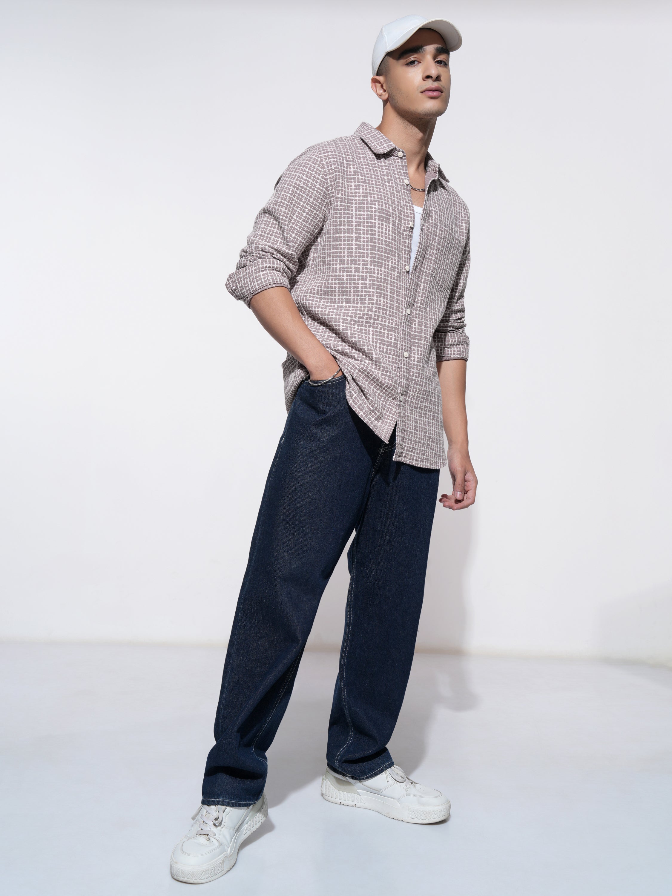 Highlander Men Pink Checked Slim Fit Casual Shirt - Pink - Image 2