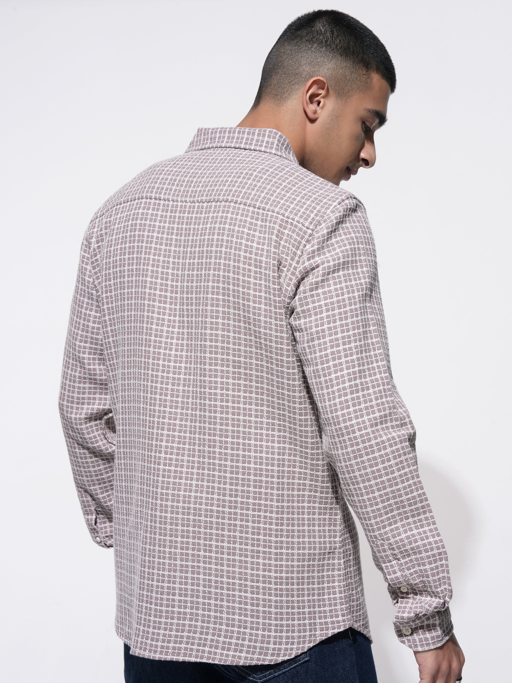 Highlander Men Pink Checked Slim Fit Casual Shirt - Pink - Image 3
