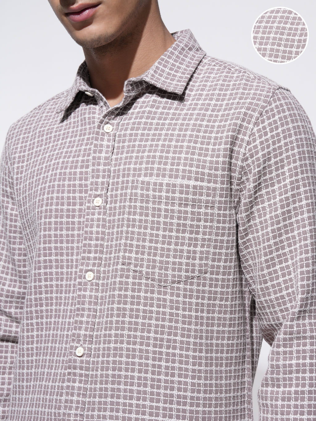 Highlander Men Pink Checked Slim Fit Casual Shirt - Pink - Image 5