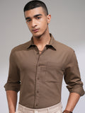 Highlander Men Brown Self Design Relaxed Fit Casual Shirt - Brown - Image 1