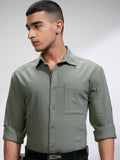 Highlander Men Green Self Design Relaxed Fit Casual Shirt - Green - Image 1