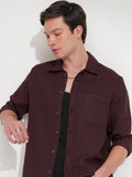 Highlander Men Maroon Self Design Relaxed Fit Casual Shirt - Maroon - Image 1