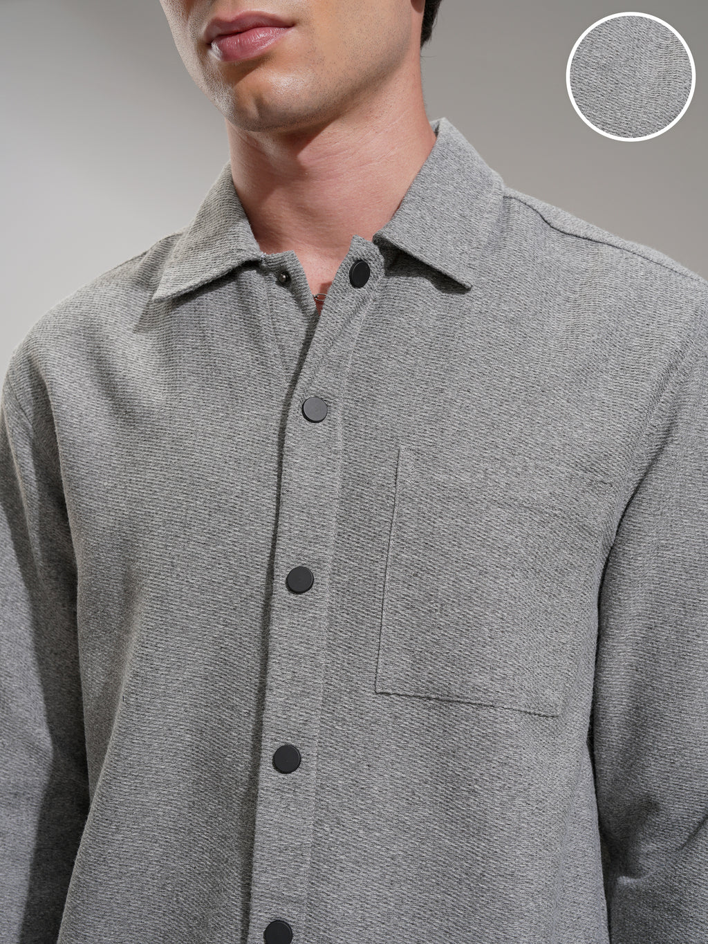 Highlander Men Grey Solid Relaxed Fit Casual Shirt - Grey - Image 5