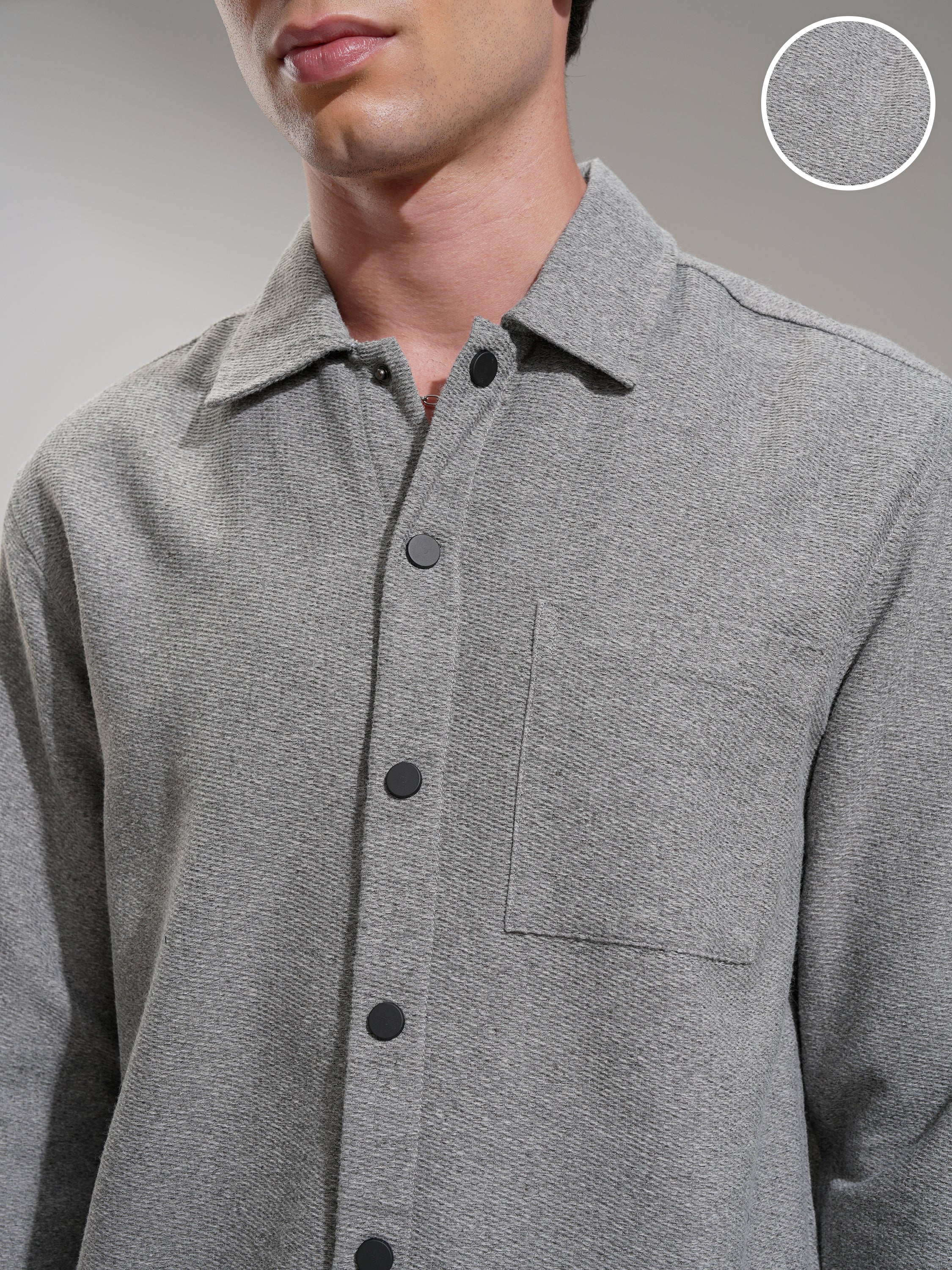 Highlander Men Grey Solid Relaxed Fit Casual Shirt - Grey - Image 5