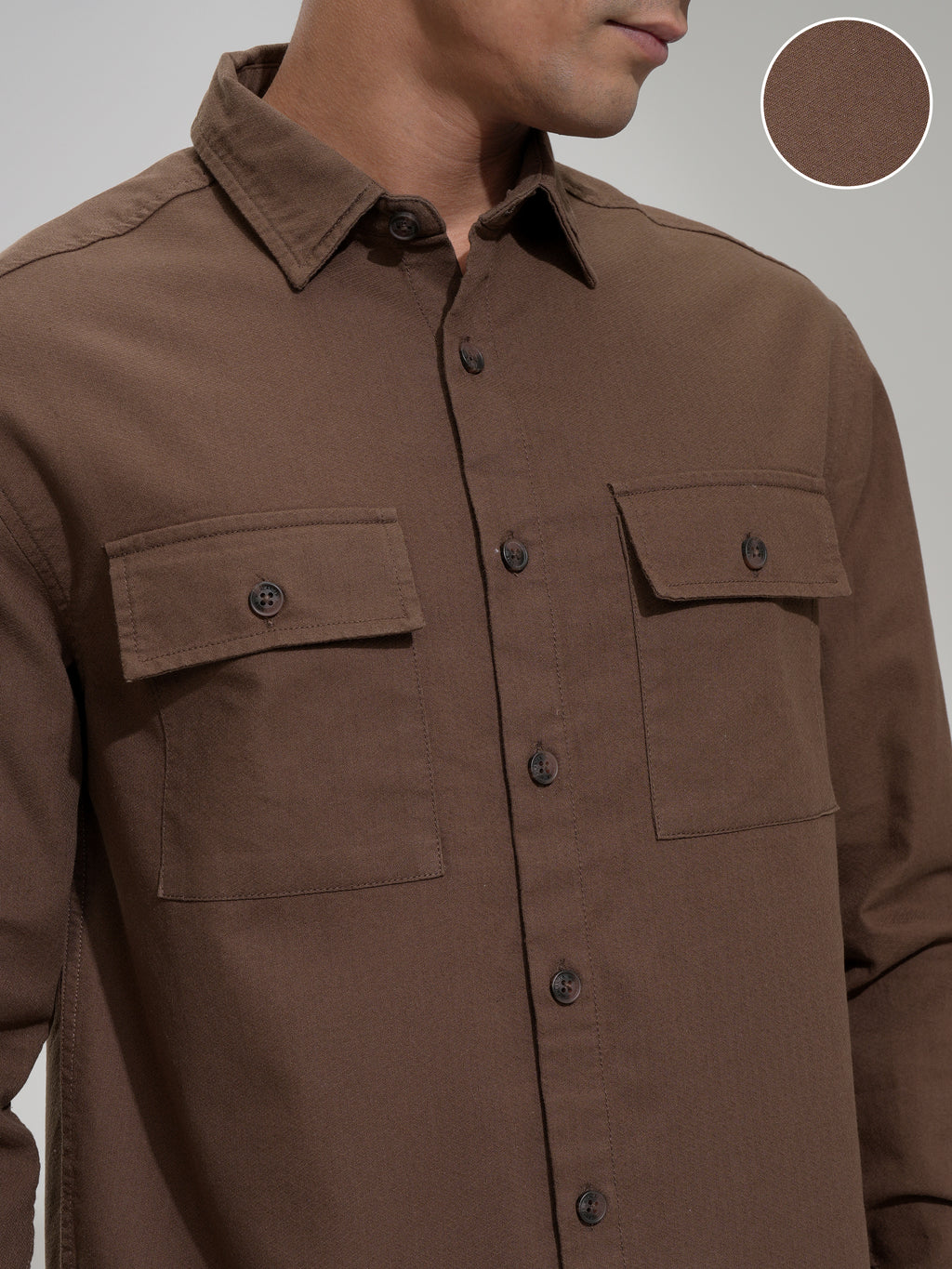 Highlander Men Brown Solid Relaxed Fit Casual Shirt - Brown - Image 5