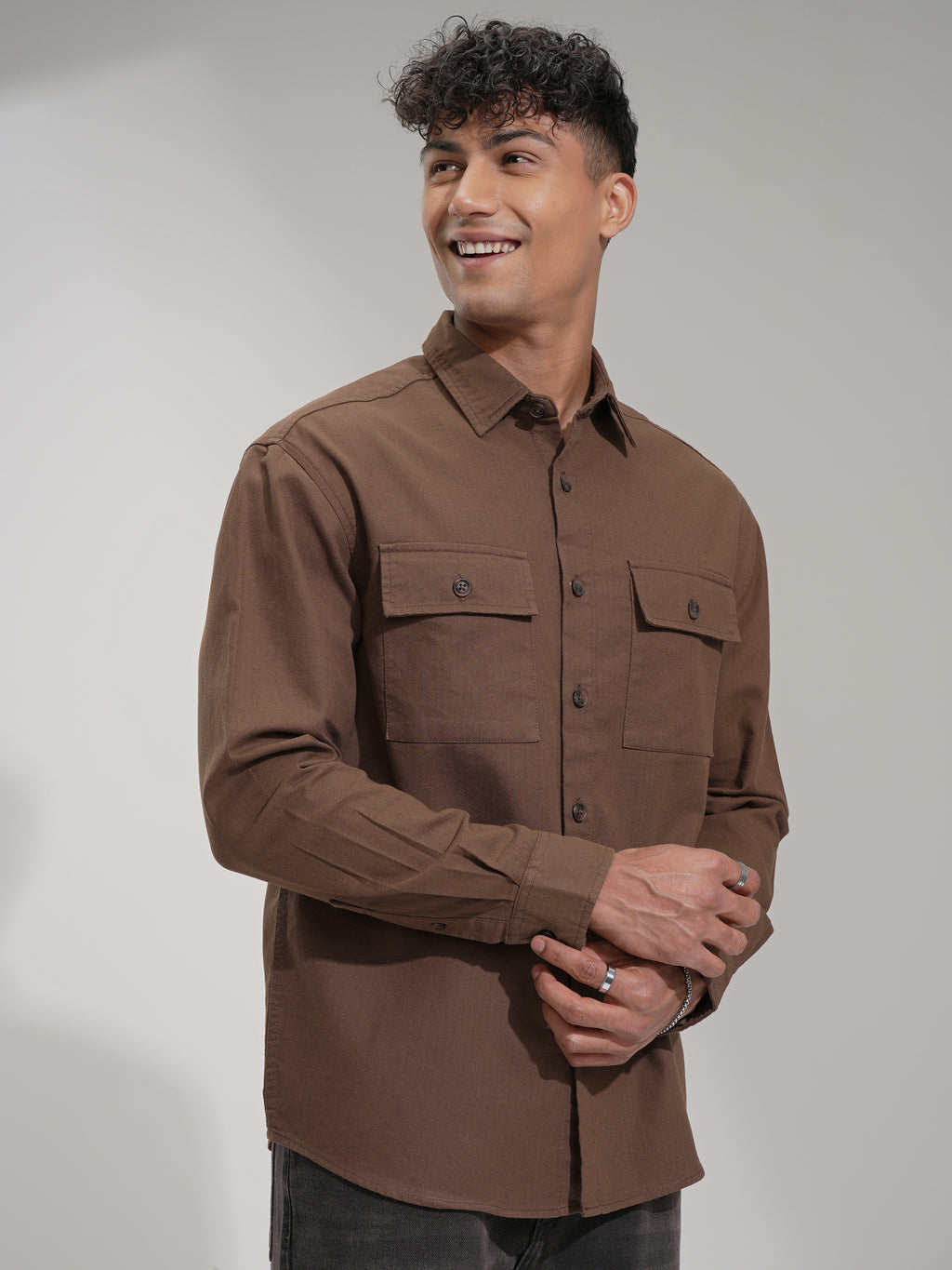 Highlander Men Brown Solid Relaxed Fit Casual Shirt - Brown - Image 6