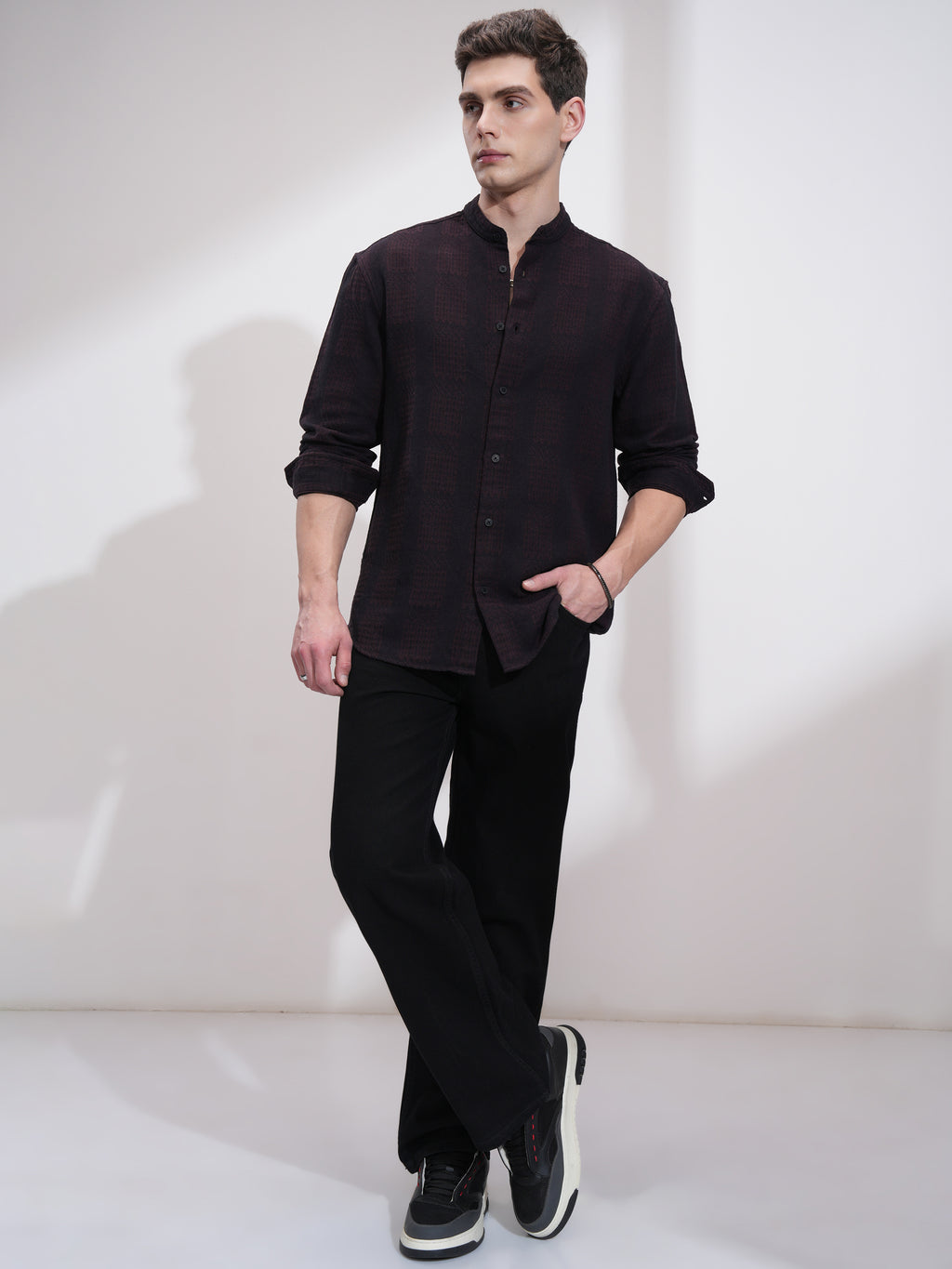 Highlander Men Maroon Striped Relaxed Fit Casual Shirt - Maroon - Image 2