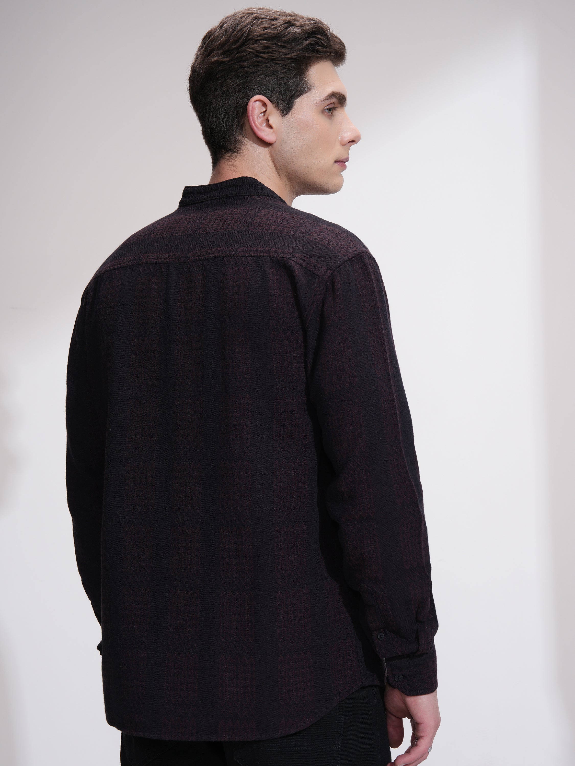Highlander Men Maroon Striped Relaxed Fit Casual Shirt - Maroon - Image 3