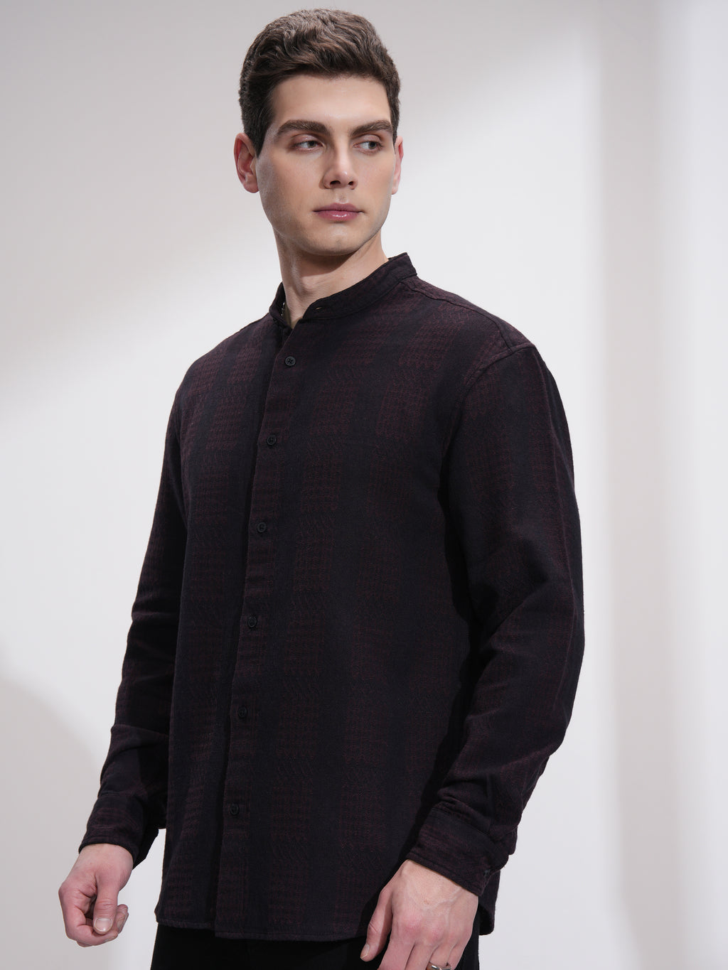 Highlander Men Maroon Striped Relaxed Fit Casual Shirt - Maroon - Image 4