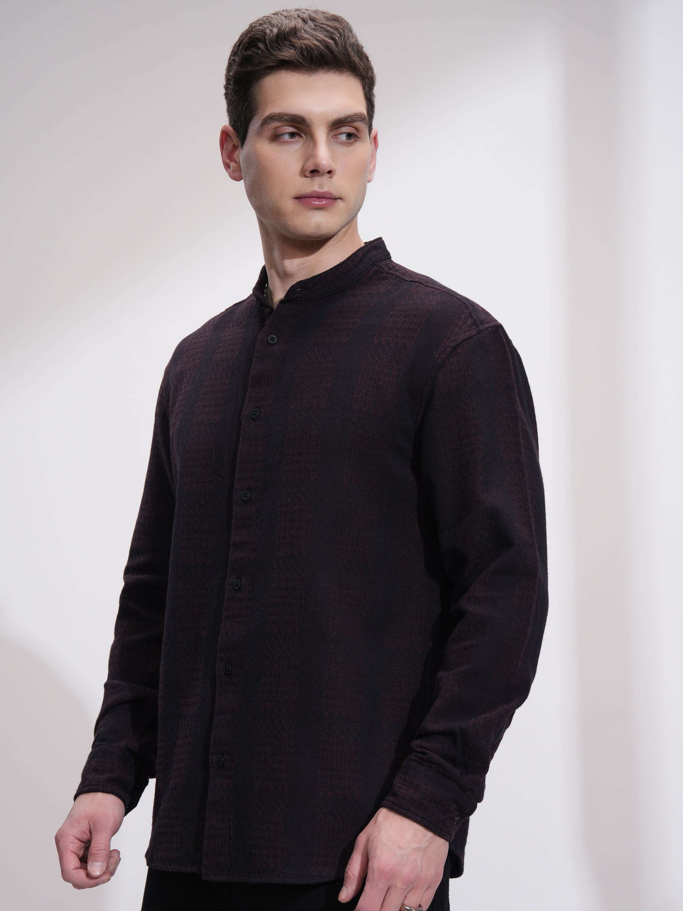 Highlander Men Maroon Striped Relaxed Fit Casual Shirt - Maroon - Image 4
