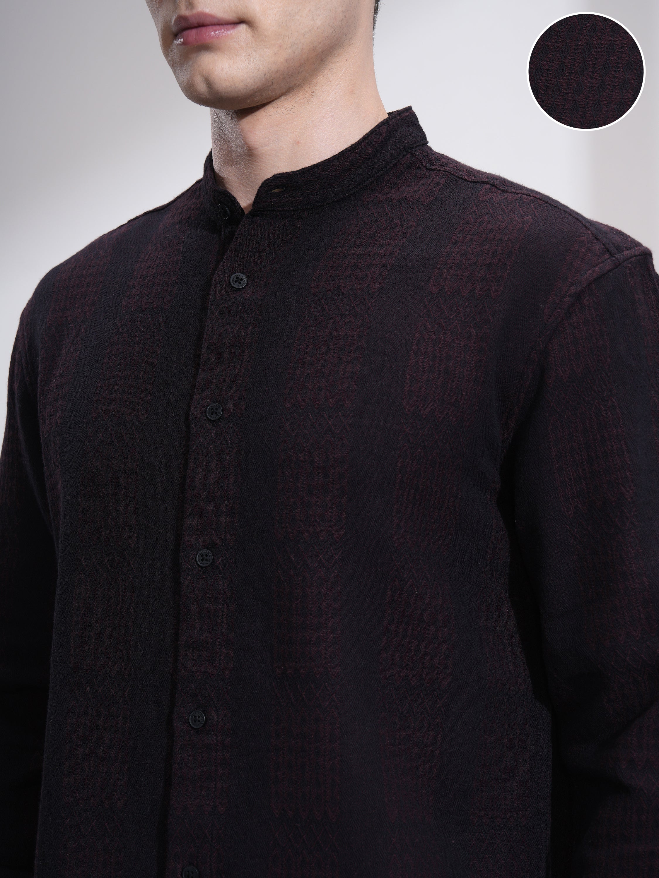 Highlander Men Maroon Striped Relaxed Fit Casual Shirt - Maroon - Image 5
