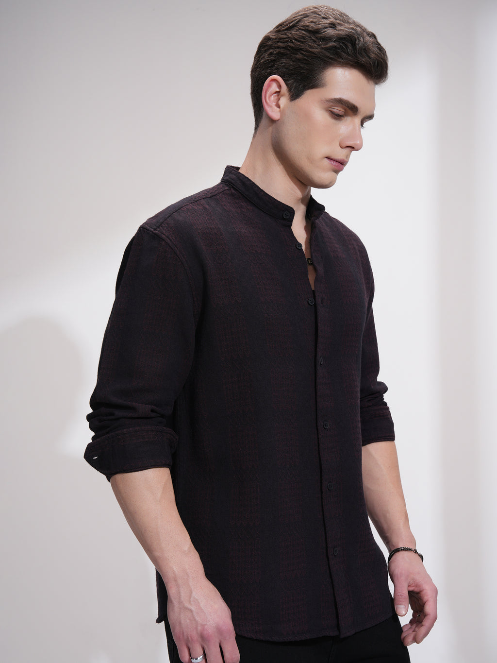 Highlander Men Maroon Striped Relaxed Fit Casual Shirt - Maroon - Image 6